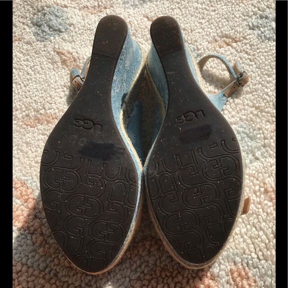 Ugg Signature Open Toe Denim Wedge Sandals - Picture 5 of 7